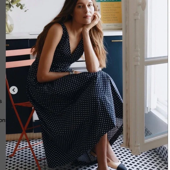 *SOLD*  Hill House Womens Jacqueline Cotton Satin Polka Dot Dress - Size S - Picture 4 of 11